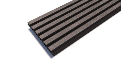 Фасадная панель WoodVex Lines Ultra 2900x120x26 мм цвет Smoke gray Фактура Стилизация под дерево